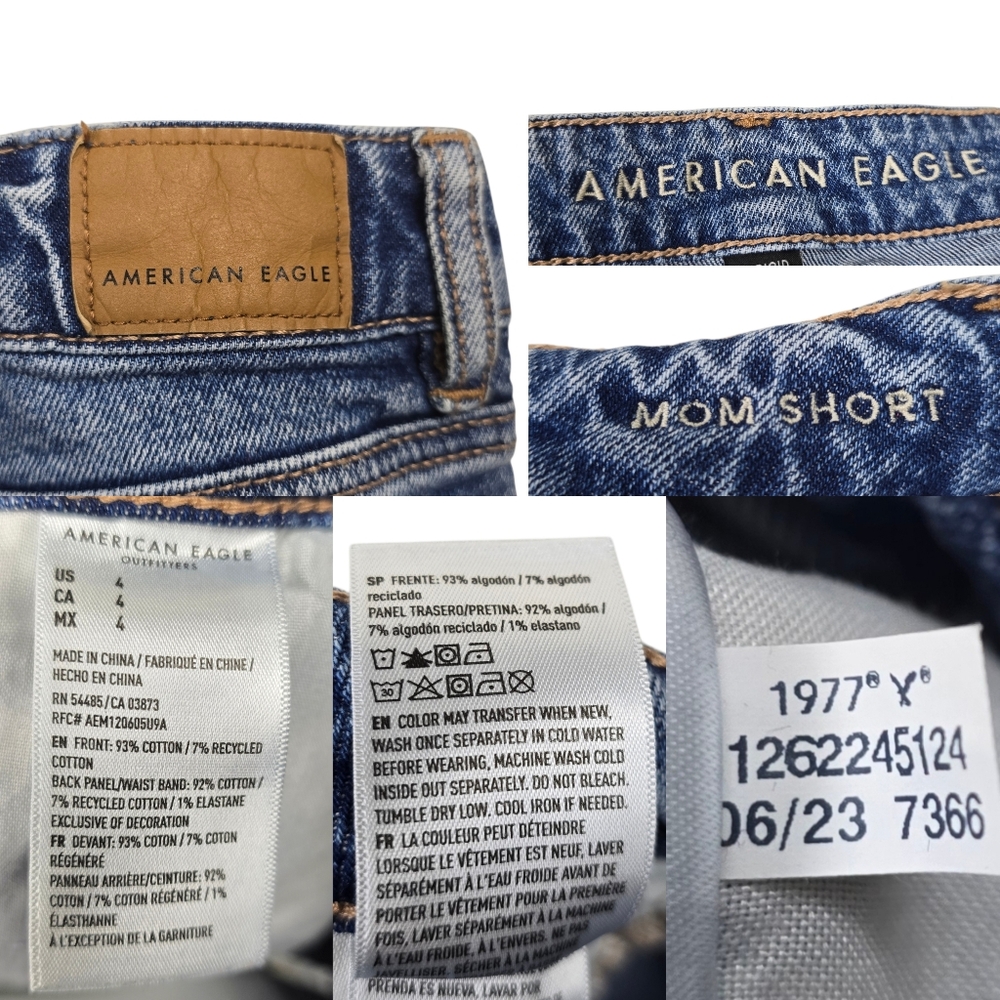 American Eagle Womens Blue Mom Short Distressed Denim Jean Shorts Size 4 - Picture 3 of 3